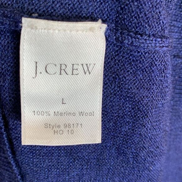 J. Crew Bright Navy Blue 100% Merino Wool V-Neck Long Sleeve Sweater Size L - Picture 6 of 11
